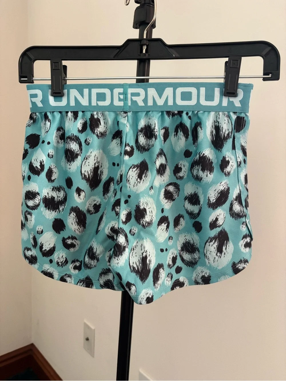 Under Armour Teal Leopard-Print Girls' Athletic Shorts